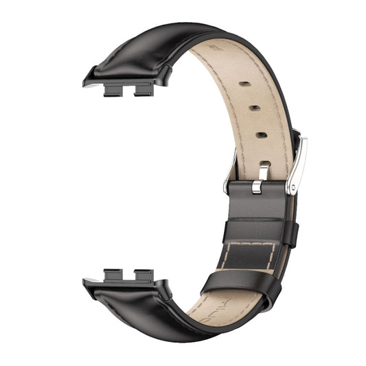 For Honor Band 10 / 9 MIJOBS Cowhide Leather Watch Band(Black) - Watch Bands by MIJOBS | Online Shopping UK | buy2fix