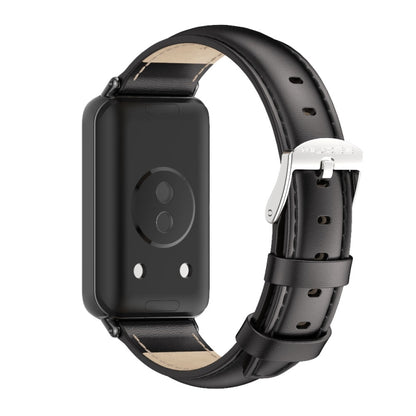 For Honor Band 10 / 9 MIJOBS Cowhide Leather Watch Band(Black) - Watch Bands by MIJOBS | Online Shopping UK | buy2fix