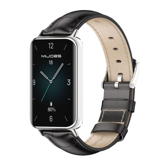 For Honor Band 10 / 9 MIJOBS Cowhide Leather Watch Band(Bamboo Silver) - Watch Bands by MIJOBS | Online Shopping UK | buy2fix