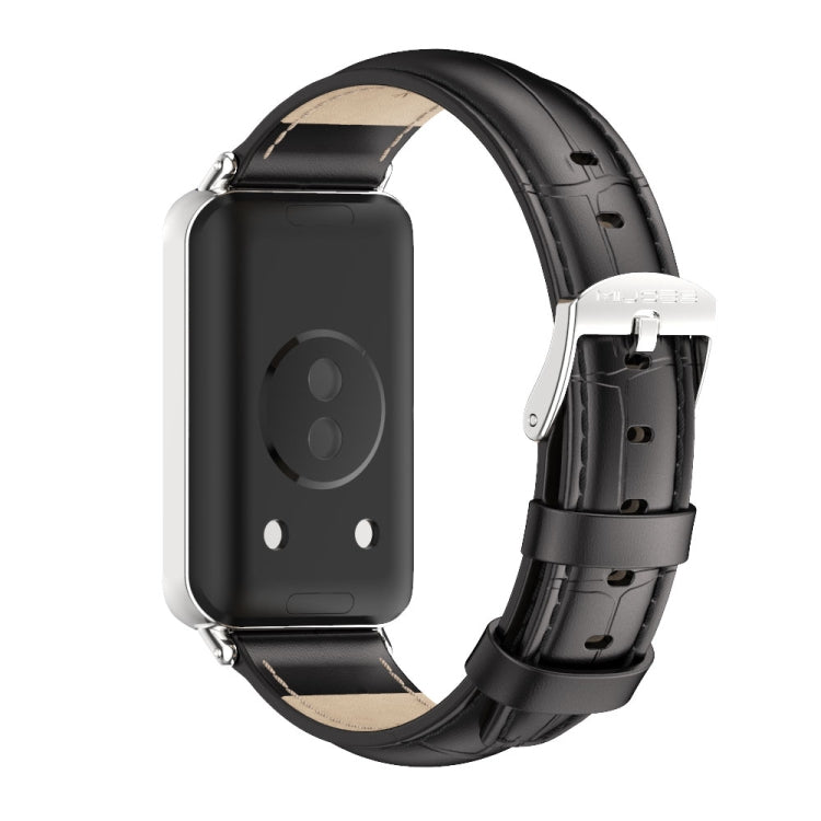 For Honor Band 10 / 9 MIJOBS Cowhide Leather Watch Band(Bamboo Silver) - Watch Bands by MIJOBS | Online Shopping UK | buy2fix