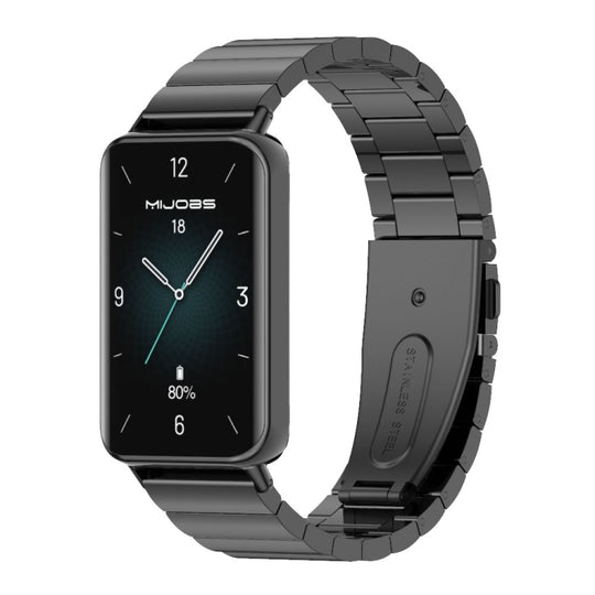 For Honor Band 10 / 9 MIJOBS Bamboo Stainless Steel Watch Band(Black)