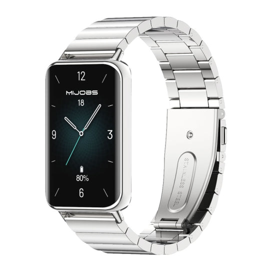 For Honor Band 10 / 9 MIJOBS Bamboo Stainless Steel Watch Band(Silver)