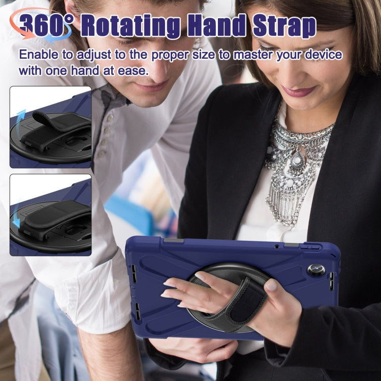 For Lenovo Tab M11 /Xiaoxin Pad 11 2024 Rotatable Holder Silicone Hybrid PC Tablet Case with Shoulder Strap(Navy Blue) - Lenovo by buy2fix | Online Shopping UK | buy2fix
