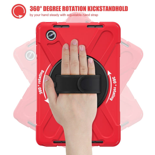 For Lenovo Tab M11 /Xiaoxin Pad 11 2024 Rotatable Holder Silicone Hybrid PC Tablet Case with Shoulder Strap(Red) - Lenovo by buy2fix | Online Shopping UK | buy2fix