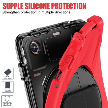 For Lenovo Tab M11 /Xiaoxin Pad 11 2024 Rotatable Holder Silicone Hybrid PC Tablet Case with Shoulder Strap(Red) - Lenovo by buy2fix | Online Shopping UK | buy2fix