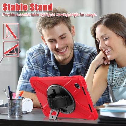 For Lenovo Tab M11 /Xiaoxin Pad 11 2024 Rotatable Holder Silicone Hybrid PC Tablet Case with Shoulder Strap(Red) - Lenovo by buy2fix | Online Shopping UK | buy2fix