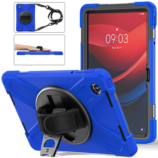 For Lenovo Tab M11 /Xiaoxin Pad 11 2024 Rotatable Holder Silicone Hybrid PC Tablet Case with Shoulder Strap(Blue) - Lenovo by buy2fix | Online Shopping UK | buy2fix
