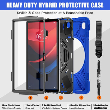 For Lenovo Tab M11 /Xiaoxin Pad 11 2024 Rotatable Holder Silicone Hybrid PC Tablet Case with Shoulder Strap(Blue) - Lenovo by buy2fix | Online Shopping UK | buy2fix