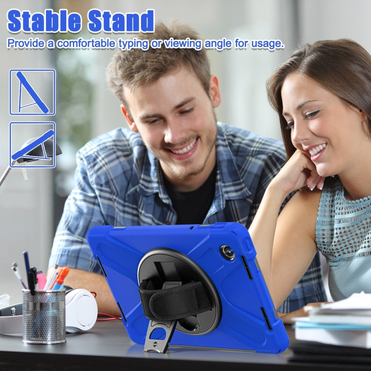 For Lenovo Tab M11 /Xiaoxin Pad 11 2024 Rotatable Holder Silicone Hybrid PC Tablet Case with Shoulder Strap(Blue) - Lenovo by buy2fix | Online Shopping UK | buy2fix