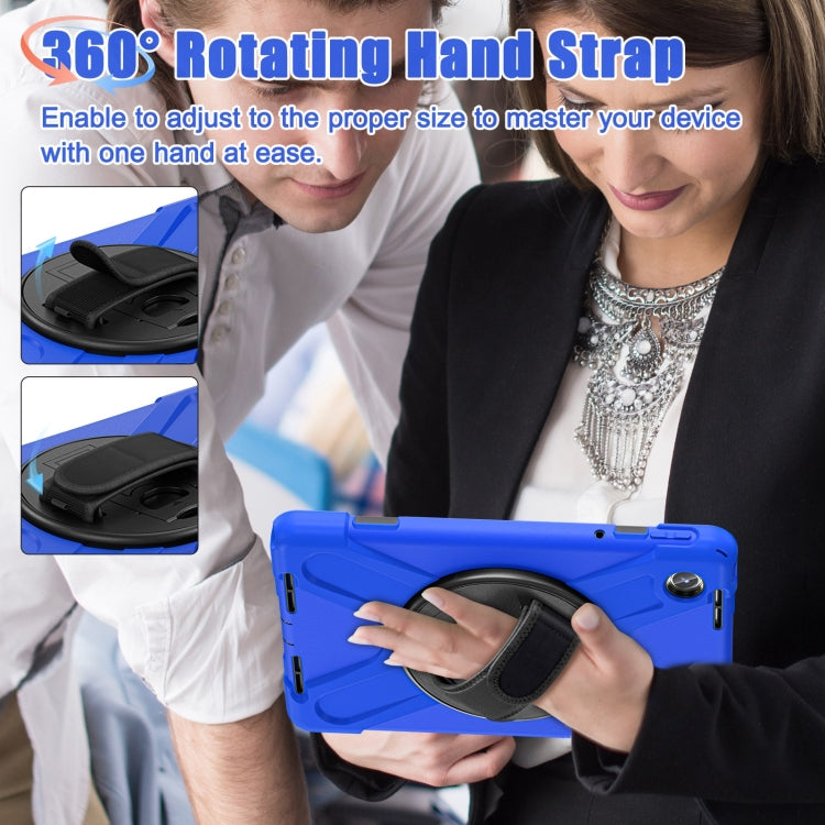For Lenovo Tab M11 /Xiaoxin Pad 11 2024 Rotatable Holder Silicone Hybrid PC Tablet Case with Shoulder Strap(Blue) - Lenovo by buy2fix | Online Shopping UK | buy2fix