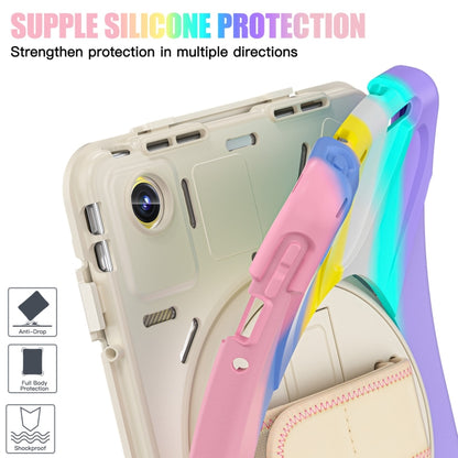 For Lenovo Tab M11 /Xiaoxin Pad 11 2024 Rotatable Holder Silicone Hybrid PC Tablet Case with Shoulder Strap(Colorful Pink) - Lenovo by buy2fix | Online Shopping UK | buy2fix