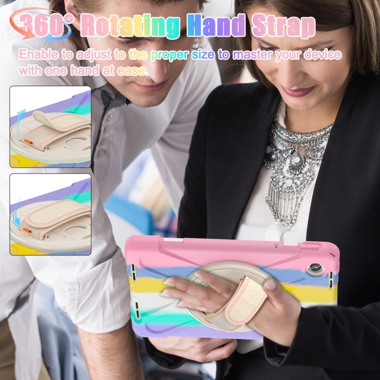 For Lenovo Tab M11 /Xiaoxin Pad 11 2024 Rotatable Holder Silicone Hybrid PC Tablet Case with Shoulder Strap(Colorful Pink) - Lenovo by buy2fix | Online Shopping UK | buy2fix