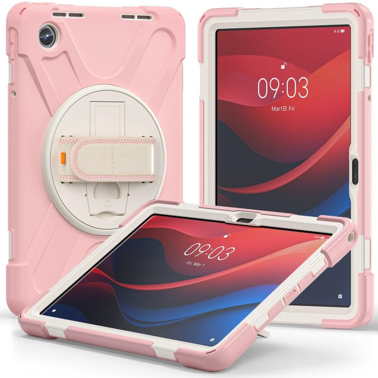 For Lenovo Tab M11 /Xiaoxin Pad 11 2024 Rotatable Holder Silicone Hybrid PC Tablet Case with Shoulder Strap(Pink) - Lenovo by buy2fix | Online Shopping UK | buy2fix