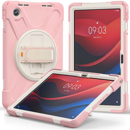 For Lenovo Tab M11 /Xiaoxin Pad 11 2024 Rotatable Holder Silicone Hybrid PC Tablet Case with Shoulder Strap(Pink) - Lenovo by buy2fix | Online Shopping UK | buy2fix