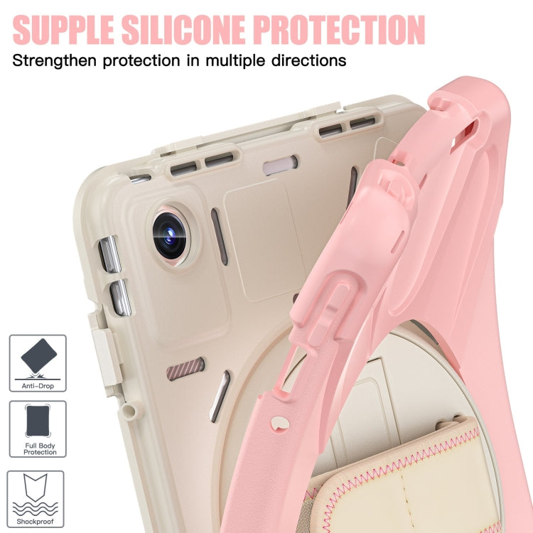 For Lenovo Tab M11 /Xiaoxin Pad 11 2024 Rotatable Holder Silicone Hybrid PC Tablet Case with Shoulder Strap(Pink) - Lenovo by buy2fix | Online Shopping UK | buy2fix