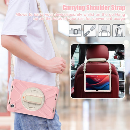 For Lenovo Tab M11 /Xiaoxin Pad 11 2024 Rotatable Holder Silicone Hybrid PC Tablet Case with Shoulder Strap(Pink) - Lenovo by buy2fix | Online Shopping UK | buy2fix