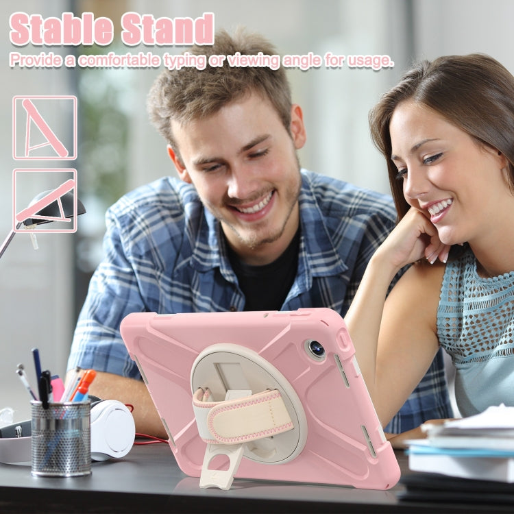 For Lenovo Tab M11 /Xiaoxin Pad 11 2024 Rotatable Holder Silicone Hybrid PC Tablet Case with Shoulder Strap(Pink) - Lenovo by buy2fix | Online Shopping UK | buy2fix