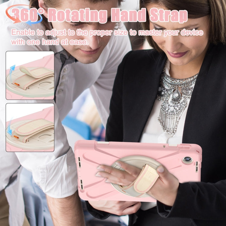 For Lenovo Tab M11 /Xiaoxin Pad 11 2024 Rotatable Holder Silicone Hybrid PC Tablet Case with Shoulder Strap(Pink) - Lenovo by buy2fix | Online Shopping UK | buy2fix
