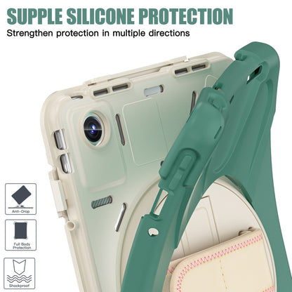 For Lenovo Tab M11 /Xiaoxin Pad 11 2024 Rotatable Holder Silicone Hybrid PC Tablet Case with Shoulder Strap(Emerald Green) - Lenovo by buy2fix | Online Shopping UK | buy2fix