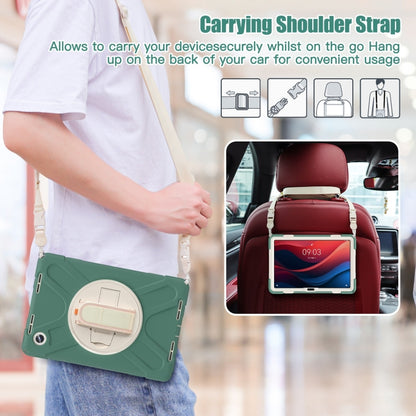 For Lenovo Tab M11 /Xiaoxin Pad 11 2024 Rotatable Holder Silicone Hybrid PC Tablet Case with Shoulder Strap(Emerald Green) - Lenovo by buy2fix | Online Shopping UK | buy2fix