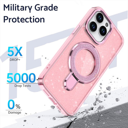 For iPhone 16 Pro Glitter Ring Holder MagSafe Phone Case(Pink) by buy2fix