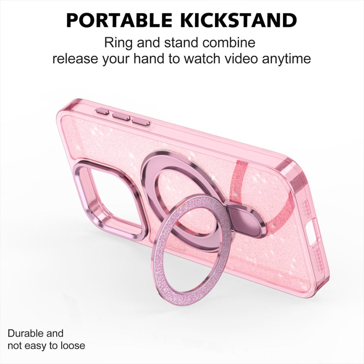 For iPhone 16 Pro Glitter Ring Holder MagSafe Phone Case(Pink) by buy2fix