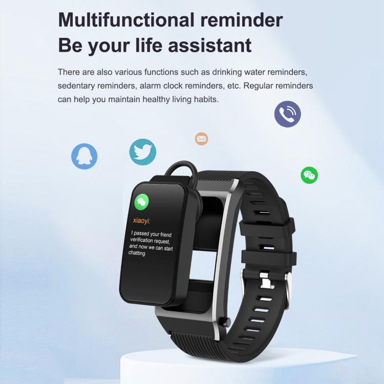 B7 Pro 1.5 inch 2 in 1 Bluetooth Earphone Silicone Strap Smart Watch, Support Heart Rate / Sleep Monitoring(Black) by buy2fix