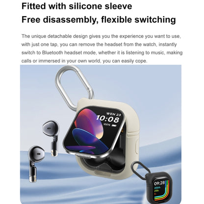 D8 Pro 2.01 inch 2 in 1 Bluetooth Earphone Silicone Strap Smart Watch, Support NFC with Cover(Black) by buy2fix