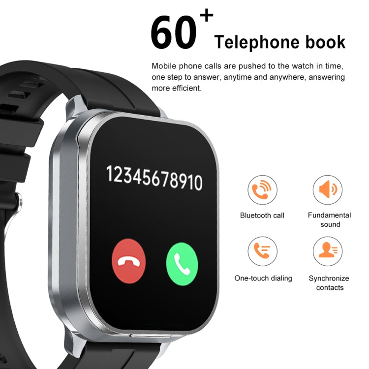 D8 Pro 2.01 inch 2 in 1 Bluetooth Earphone Silicone Strap Smart Watch, Support NFC with Cover(Black) by buy2fix