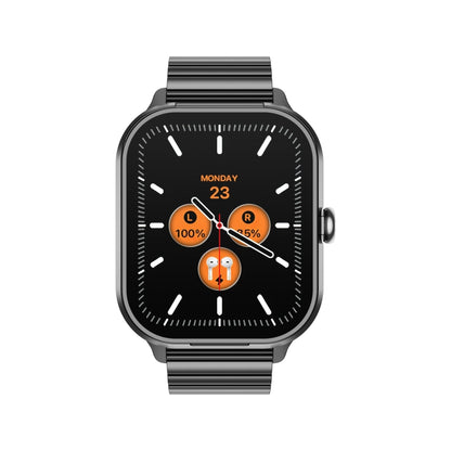 D8 Pro 2.01 inch 2 in 1 Bluetooth Earphone Steel Strap Smart Watch, Support NFC with Cover(Black) by buy2fix