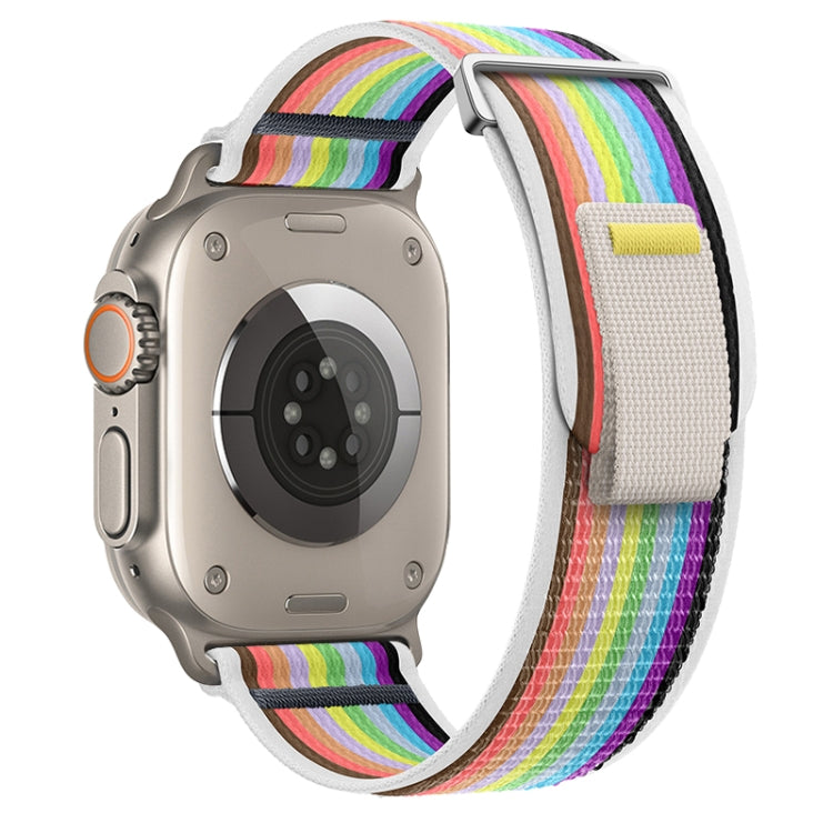For Apple Watch Ultra 2 49mm Dual-Section Loop Nylon Watch Band(White Rainbow) by buy2fix