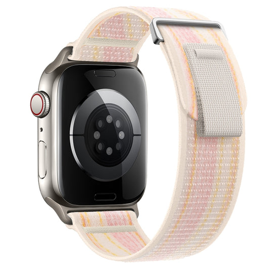 For Apple Watch SE 2022 40mm Dual-Section Loop Nylon Watch Band(Starlight Pink)