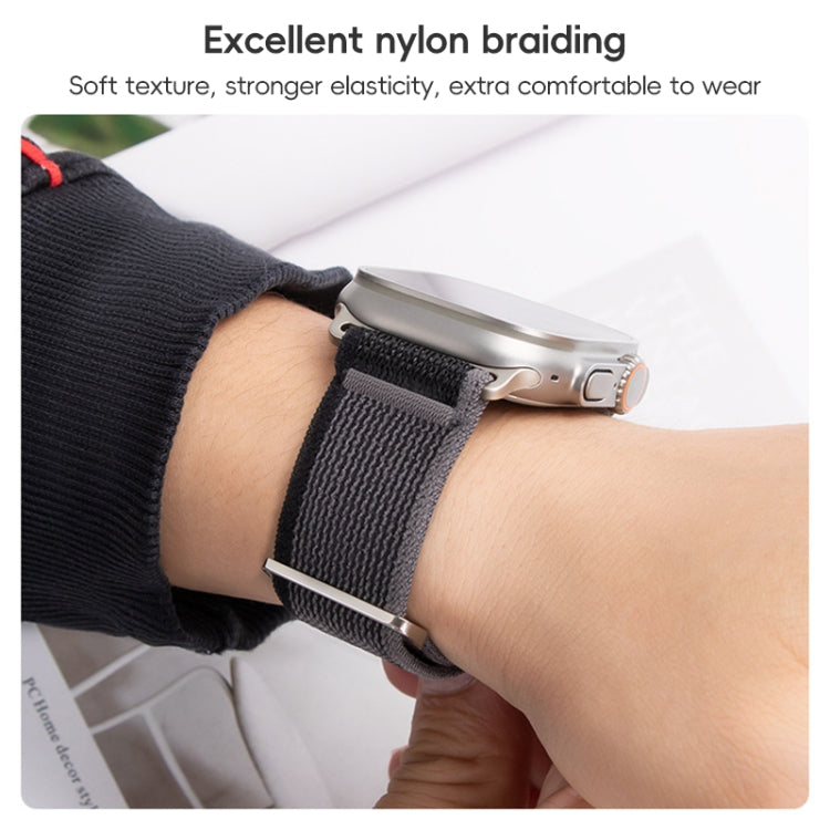 For Apple Watch Ultra 49mm Dual-Section Loop Nylon Watch Band(Dark Fir Green Orange) by buy2fix