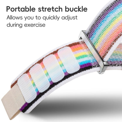 For Apple Watch Ultra 49mm Dual-Section Loop Nylon Watch Band(White Rainbow) by buy2fix