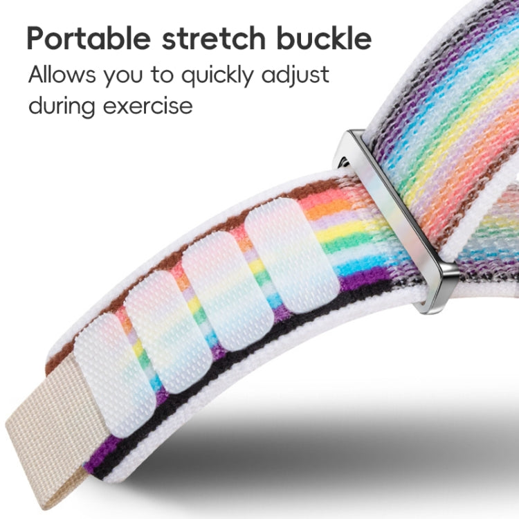 For Apple Watch Ultra 2 49mm Dual-Section Loop Nylon Watch Band(White Rainbow) by buy2fix