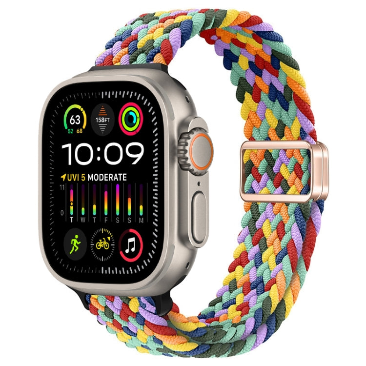 For Apple Watch Ultra 2 49mm Slim Magnetic Buckle Nylon Braided Watch Band(W Pattern Colorful) by buy2fix