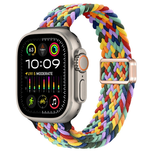 For Apple Watch Ultra 2 49mm Slim Magnetic Buckle Nylon Braided Watch Band(W Pattern Colorful) by buy2fix