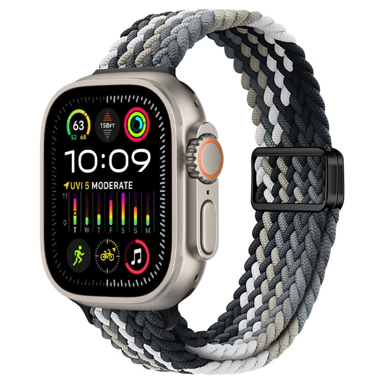 For Apple Watch Ultra 2 49mm Slim Magnetic Buckle Nylon Braided Watch Band(Dark Chocolate) by buy2fix