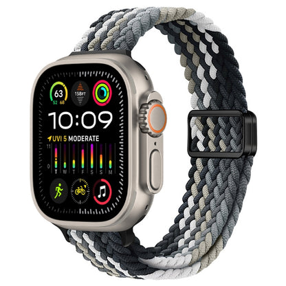 For Apple Watch Ultra 2 49mm Slim Magnetic Buckle Nylon Braided Watch Band(Dark Chocolate) by buy2fix