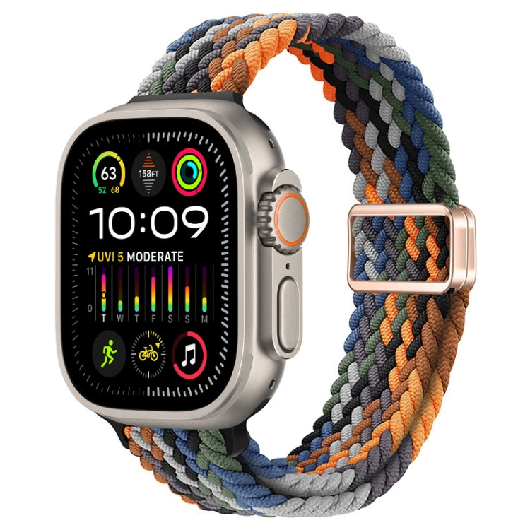 For Apple Watch Ultra 2 49mm Slim Magnetic Buckle Nylon Braided Watch Band(Camouflage Colorful) by buy2fix