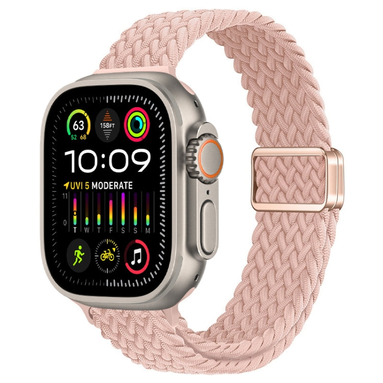For Apple Watch Ultra 2 49mm Slim Magnetic Buckle Nylon Braided Watch Band(Cream Pink Sand) by buy2fix