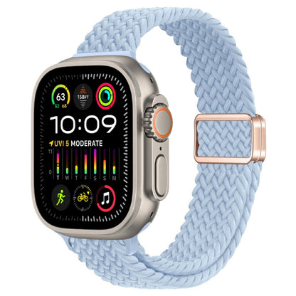 For Apple Watch Ultra 2 49mm Slim Magnetic Buckle Nylon Braided Watch Band(Light Blue) by buy2fix