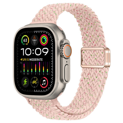 For Apple Watch Ultra 2 49mm Slim Magnetic Buckle Nylon Braided Watch Band(Starlight Pink) by buy2fix