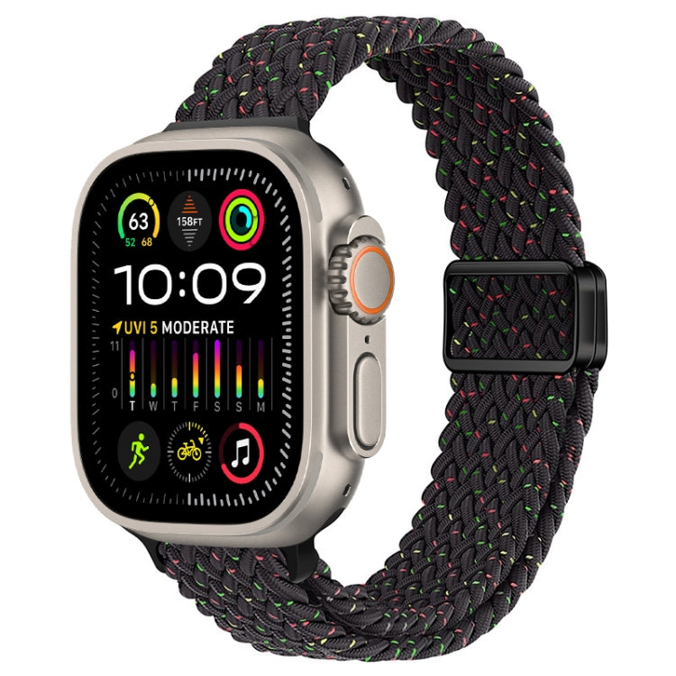 For Apple Watch Ultra 2 49mm Slim Magnetic Buckle Nylon Braided Watch Band(Starlight Black) by buy2fix