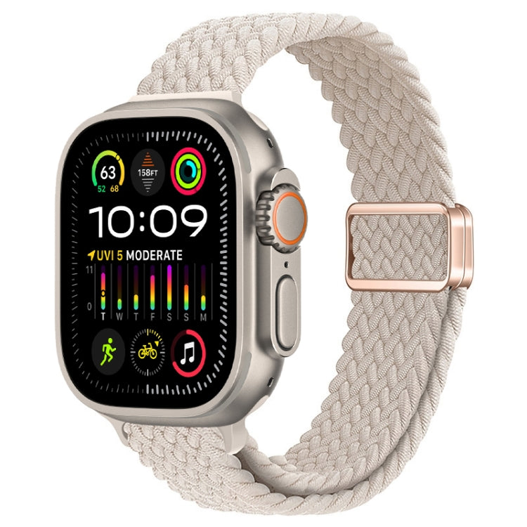 For Apple Watch Ultra 2 49mm Slim Magnetic Buckle Nylon Braided Watch Band(Starlight) by buy2fix