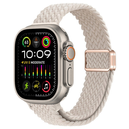 For Apple Watch Ultra 2 49mm Slim Magnetic Buckle Nylon Braided Watch Band(Starlight) by buy2fix