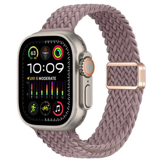 For Apple Watch Ultra 2 49mm Slim Magnetic Buckle Nylon Braided Watch Band(Smoke Purple) by buy2fix