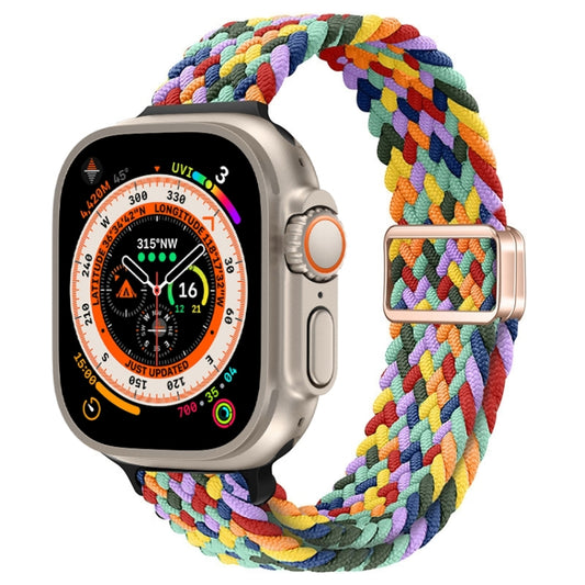For Apple Watch Ultra 49mm Slim Magnetic Buckle Nylon Braided Watch Band(W Pattern Colorful) by buy2fix