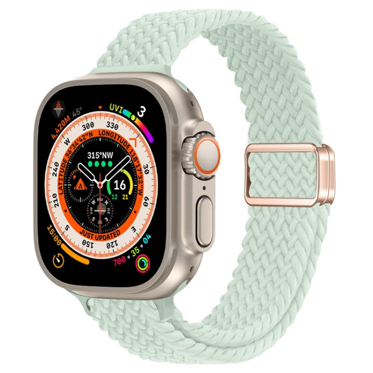 For Apple Watch Ultra 49mm Slim Magnetic Buckle Nylon Braided Watch Band(Light Mint) by buy2fix