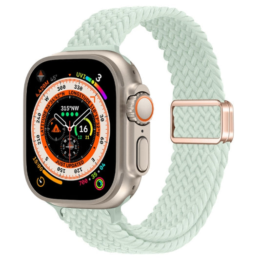 For Apple Watch Ultra 49mm Slim Magnetic Buckle Nylon Braided Watch Band(Light Mint) by buy2fix